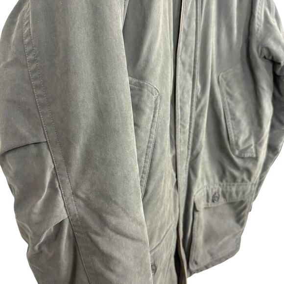 LL Bean Mens Wool Lined Barn Jacket Chore Coat Olive Green Winter Parka sz L - Picture 3 of 16